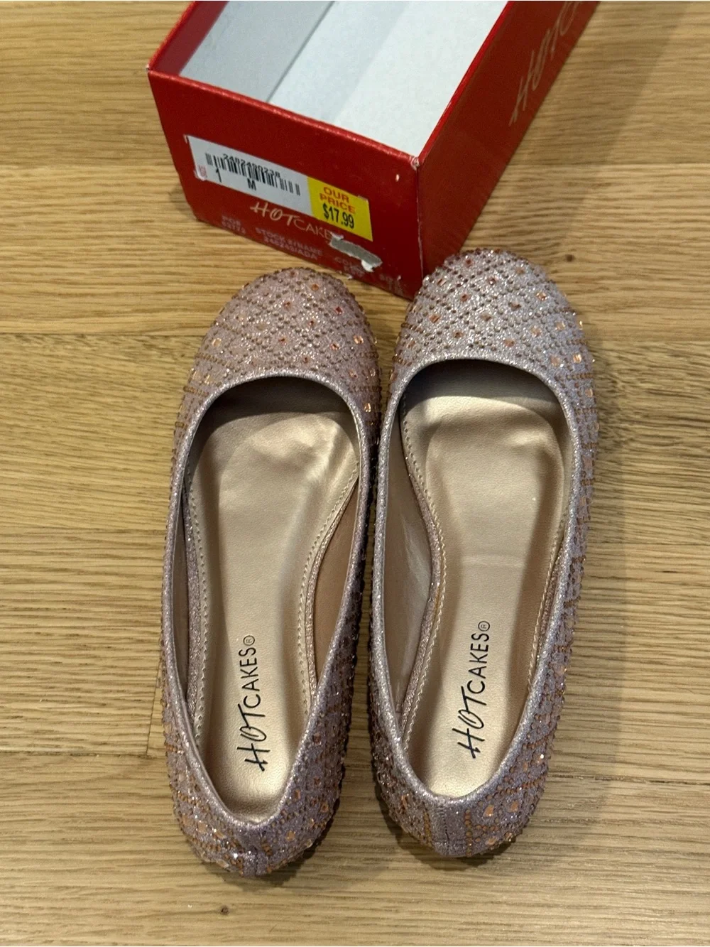 Sparkle Pointed Toe Little Girls Flats in Rose Gold